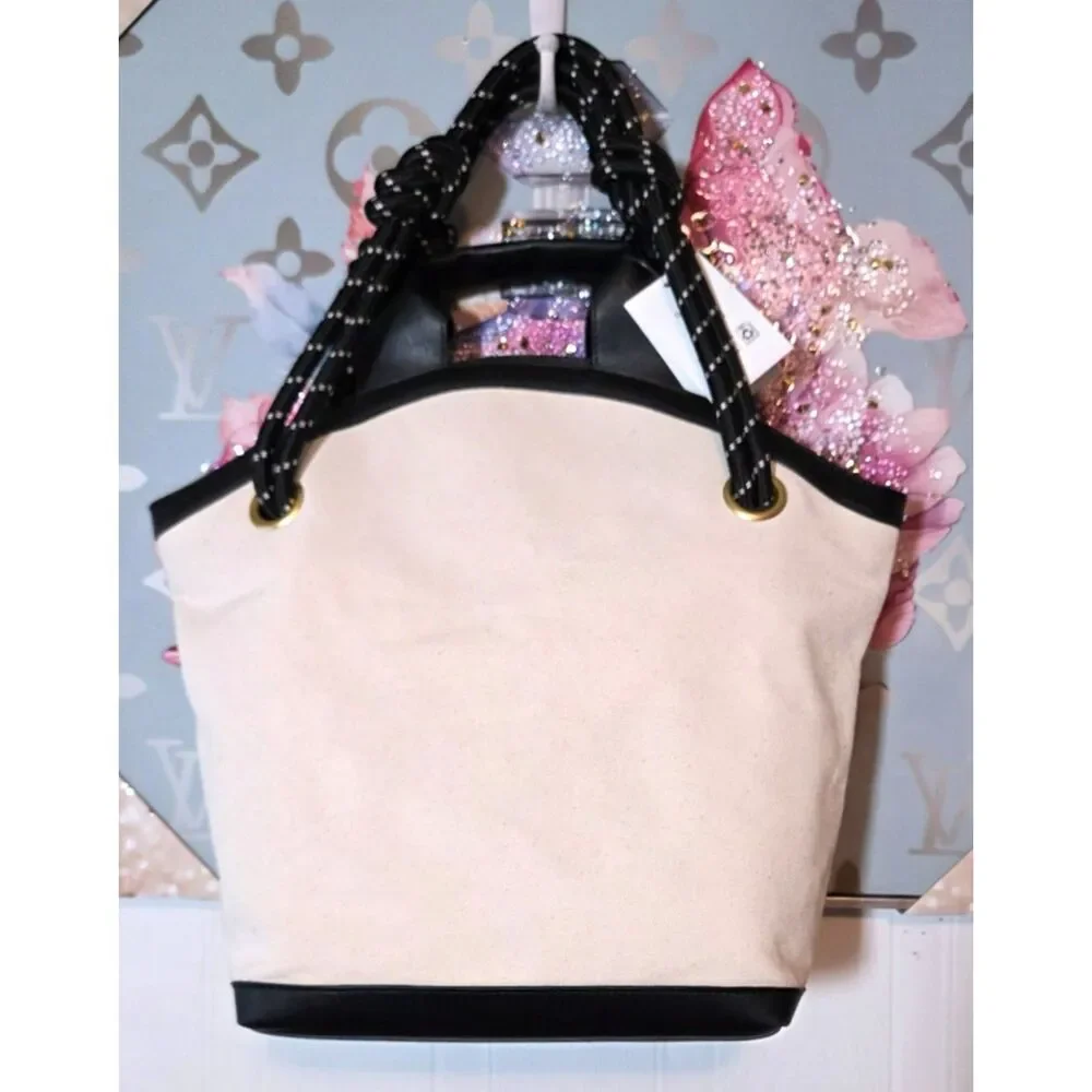 Free Assembly Canvas Tote Bag – Black & Natural – NWT